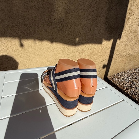 Corso Como Navy and White Striped Women's wedge Sandals size 6M - Picture 4 of 14